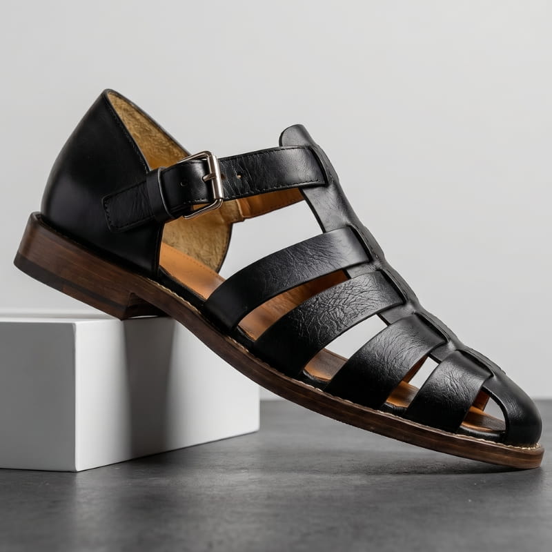 Marco Leather Fisherman Sandals – Closed-Toe Breathable Buckled Summer Footwear