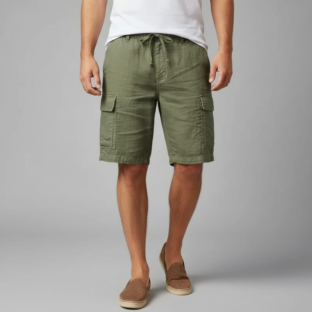 Adrian Cotton Linen Cargo Shorts – Relaxed Fit Breathable Summer Shorts