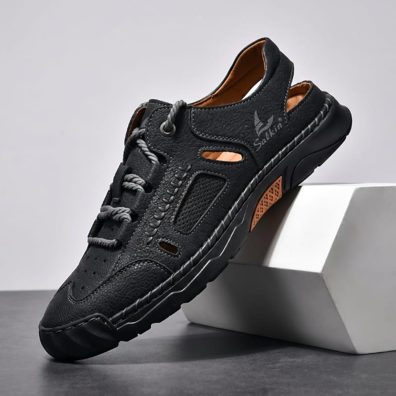 Vittorio Nubuck Leather Fisherman Sandals – Perforated Cushioned Lightweight Footwear