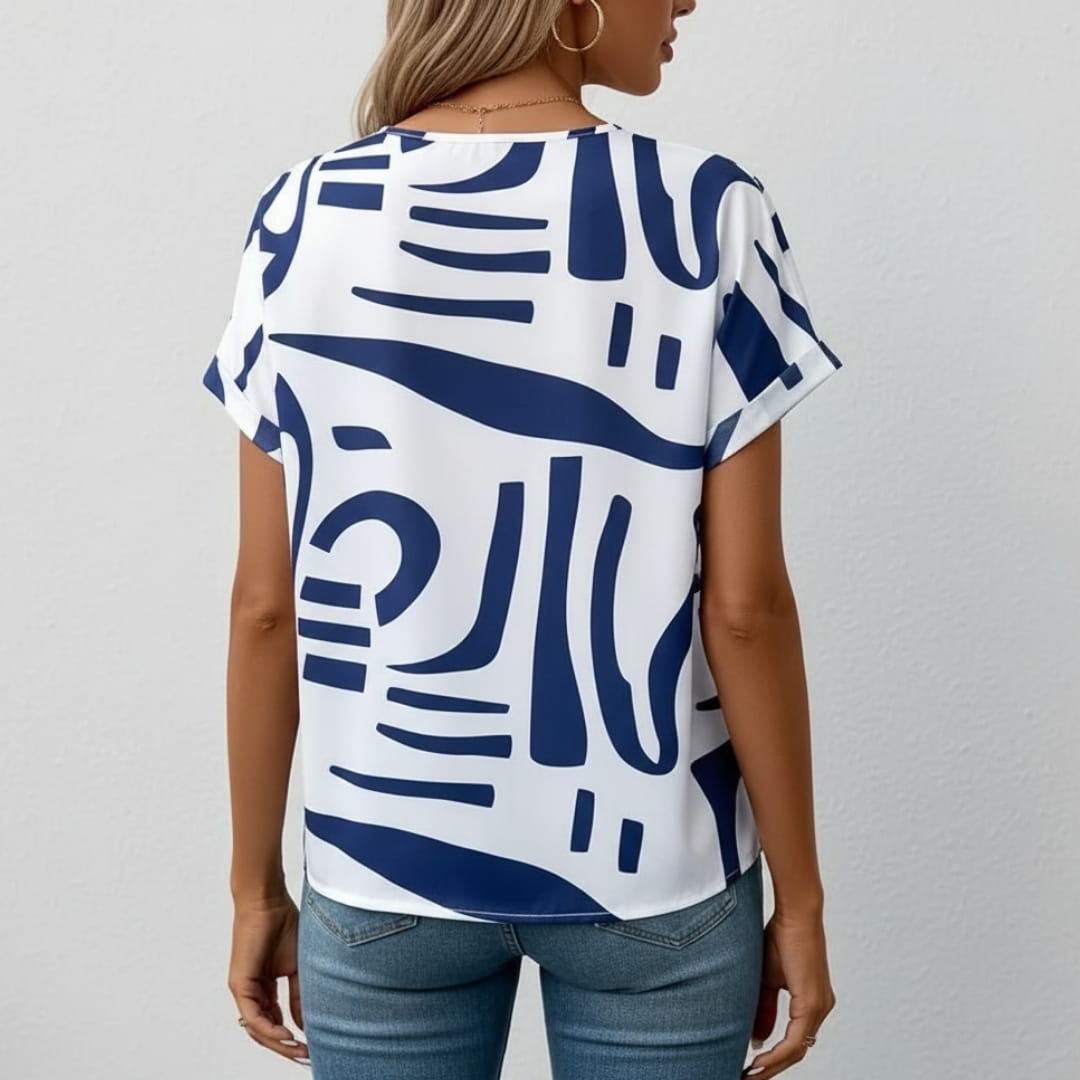 Emely Abstract Print T-Shirt – Lightweight Cotton Women’s Top