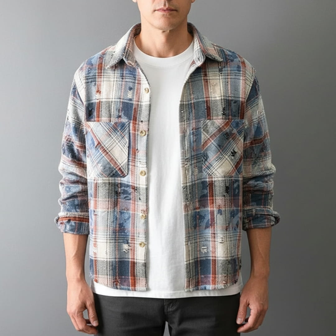 Robert Men’s Flannel Shirt – Soft Cotton Plaid Design with Relaxed Fit