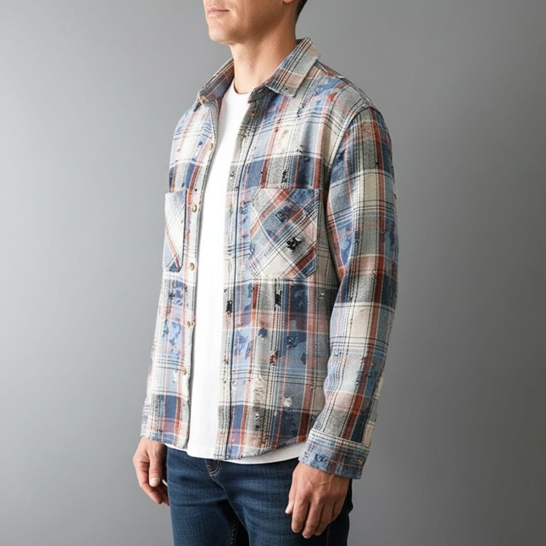 Robert Men’s Flannel Shirt – Soft Cotton Plaid Design with Relaxed Fit