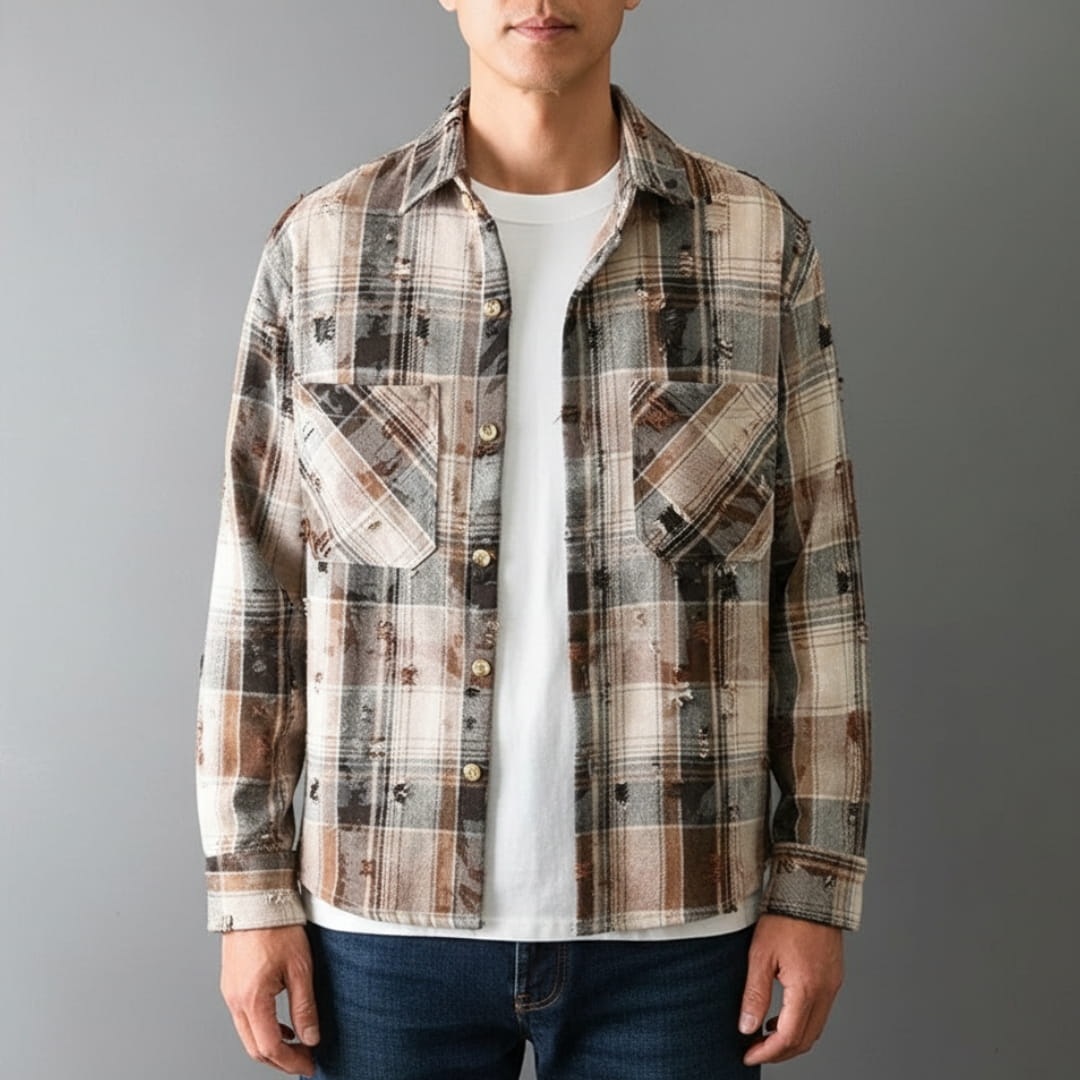 Robert Men’s Flannel Shirt – Soft Cotton Plaid Design with Relaxed Fit