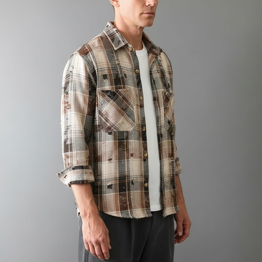 Robert Men’s Flannel Shirt – Soft Cotton Plaid Design with Relaxed Fit