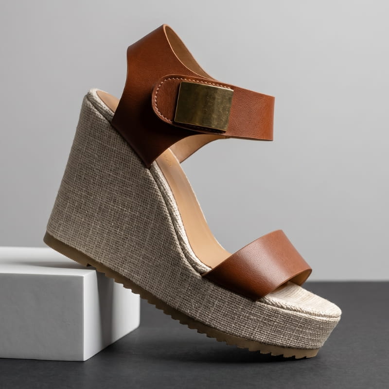 Valeria Platform Wedge Sandals – Colorblock Cushioned Ankle-Strap Summer Footwear