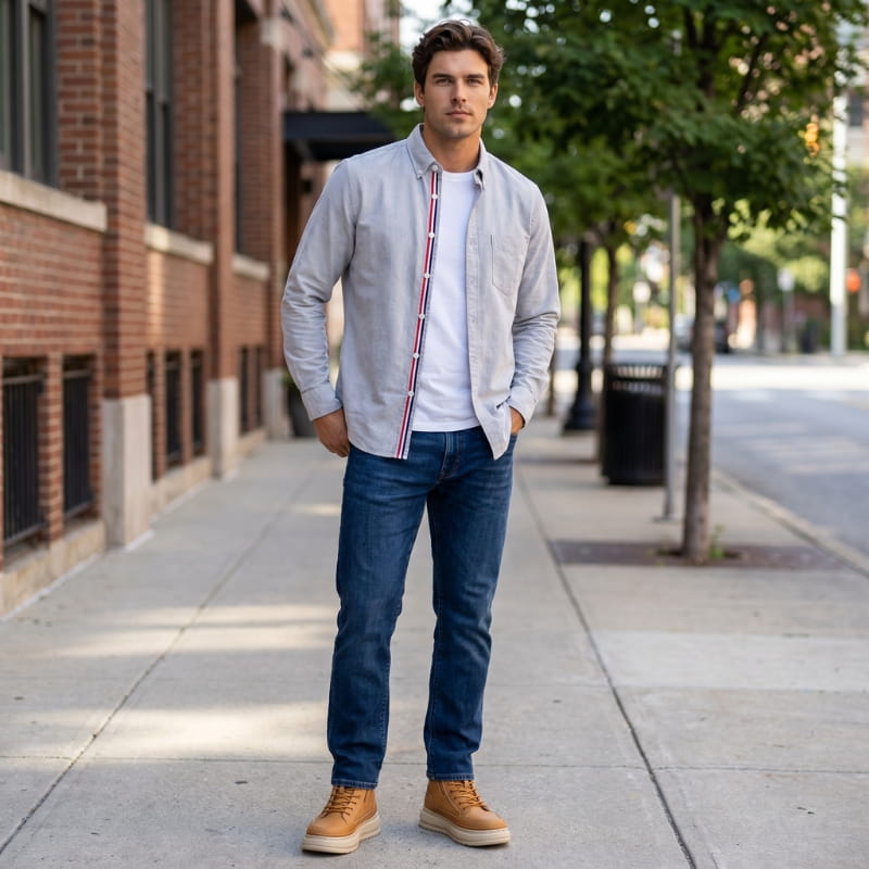 Connor Linen Long Sleeve Shirt – Tailored Breathable Striped-Placket Everyday Apparel