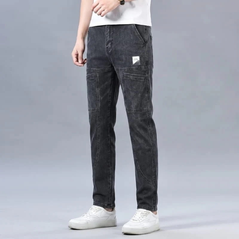 Huston Stretch Denim Cargo Jeans – Tapered Straight-Leg Utility Casual Trousers