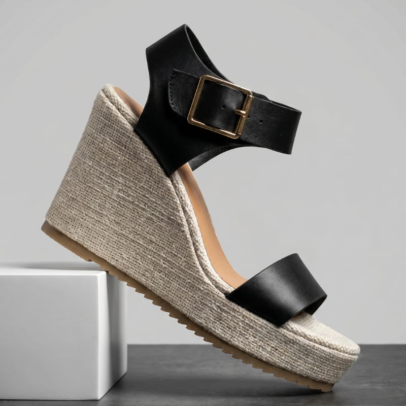 Valeria Platform Wedge Sandals – Colorblock Cushioned Ankle-Strap Summer Footwear