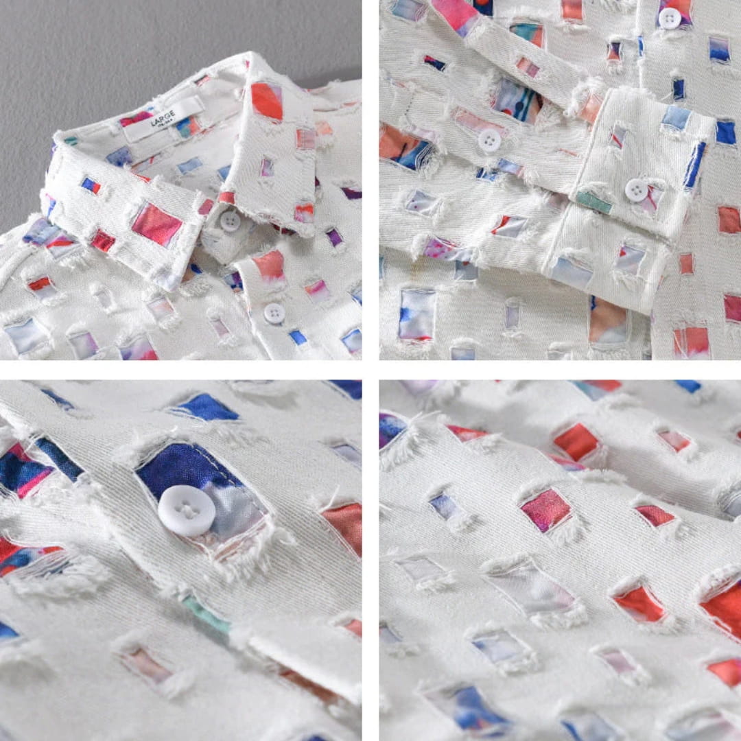 Macky Men’s Collared Shirt – Cotton Blend with Mosaic Pattern