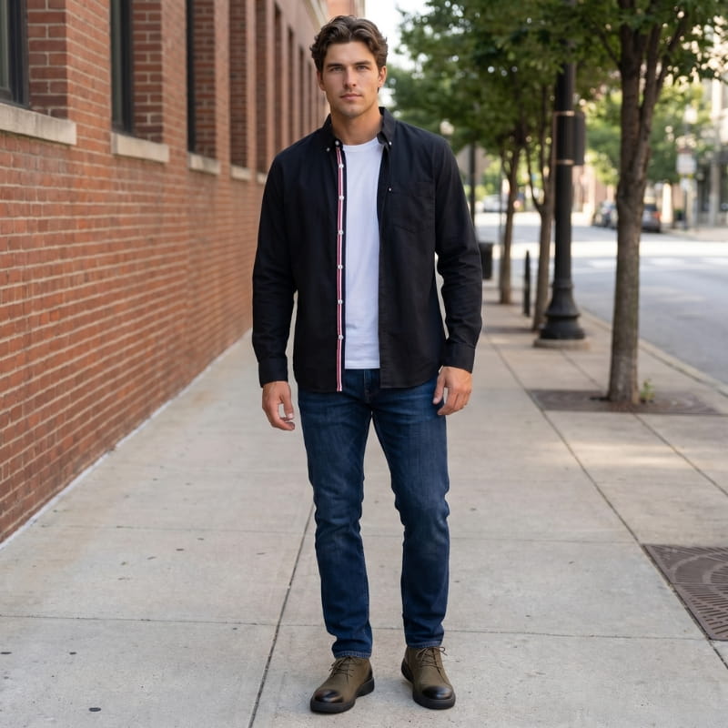 Connor Linen Long Sleeve Shirt – Tailored Breathable Striped-Placket Everyday Apparel