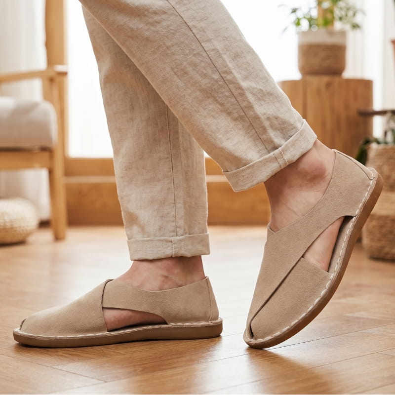 Luciano Suede Sandals – Cross-Wrap Cushioned Open-Side Summer Footwear