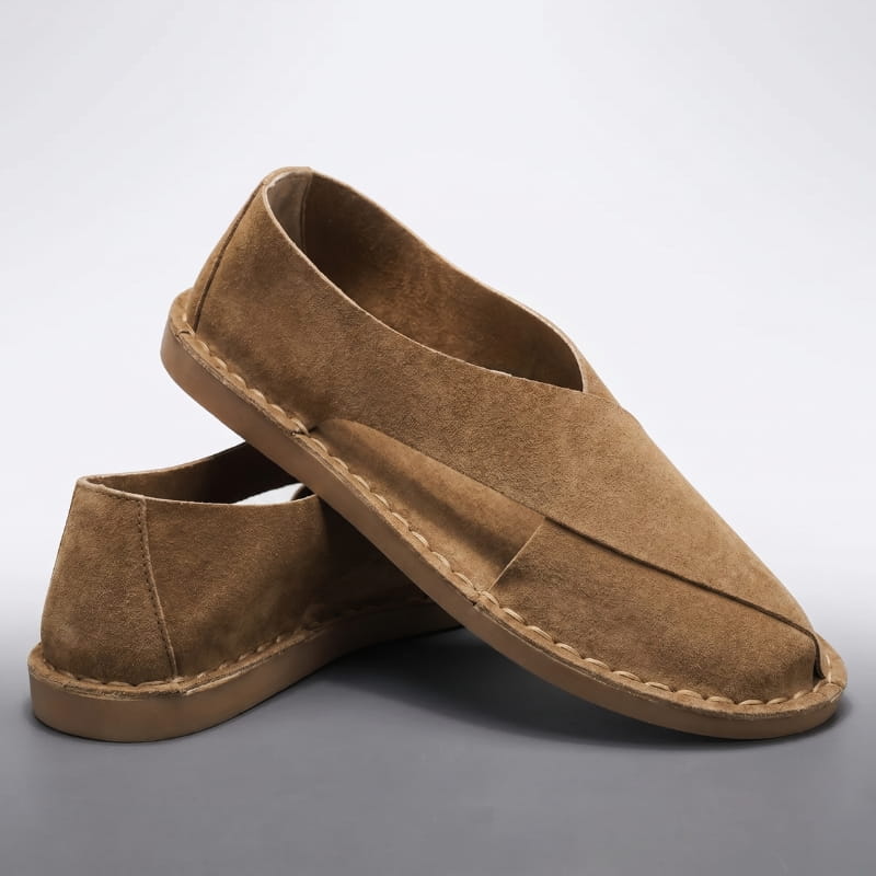 Luciano Suede Sandals – Cross-Wrap Cushioned Open-Side Summer Footwear