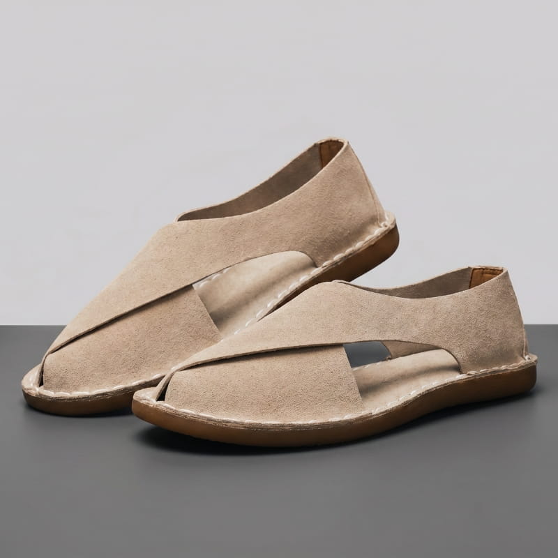 Luciano Suede Sandals – Cross-Wrap Cushioned Open-Side Summer Footwear
