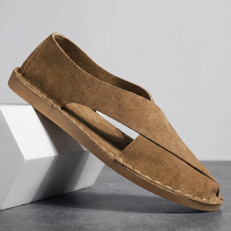 Luciano Suede Sandals – Cross-Wrap Cushioned Open-Side Summer Footwear