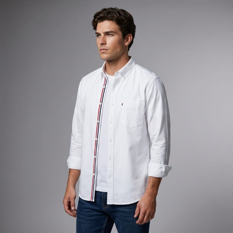 Connor Linen Long Sleeve Shirt – Tailored Breathable Striped-Placket Everyday Apparel
