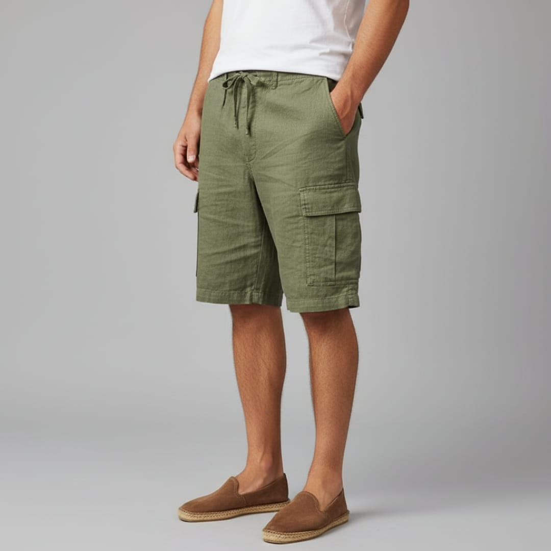 Adrian Cotton Linen Cargo Shorts – Relaxed Fit Breathable Summer Shorts