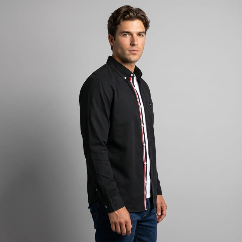 Connor Linen Long Sleeve Shirt – Tailored Breathable Striped-Placket Everyday Apparel