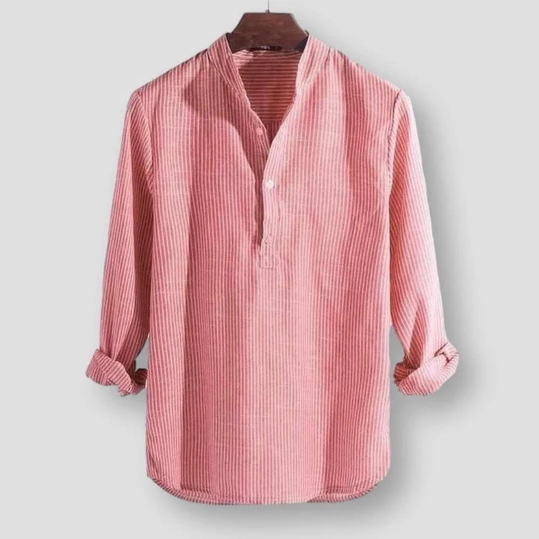Marlon Men’s Striped Shirt – Cotton Blend Long Sleeve with Relaxed Fit