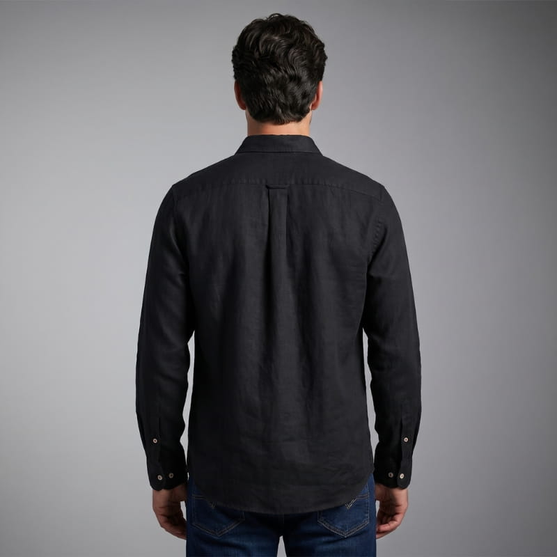 Connor Linen Long Sleeve Shirt – Tailored Breathable Striped-Placket Everyday Apparel