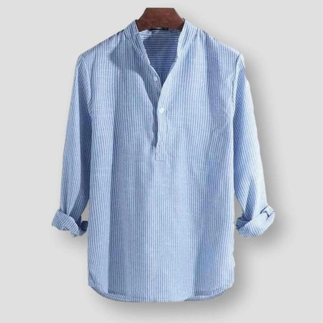 Marlon Men’s Striped Shirt – Cotton Blend Long Sleeve with Relaxed Fit