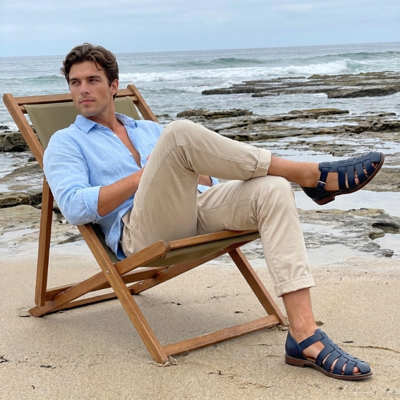 Marco Leather Fisherman Sandals – Closed-Toe Breathable Buckled Summer Footwear