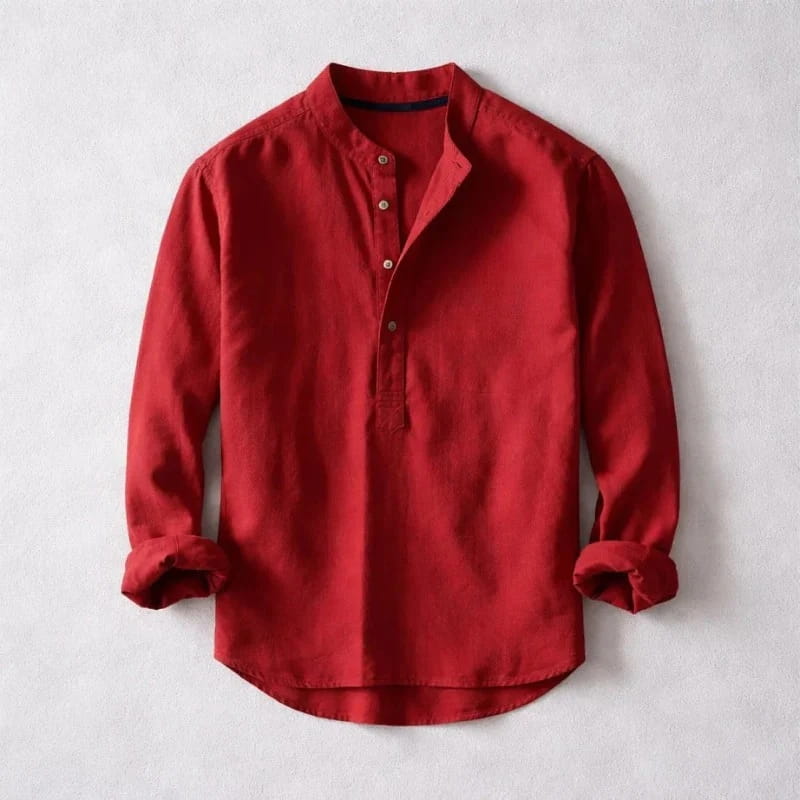Wesley Linen Henley Shirt – Tailored Breathable Relaxed Everyday Apparel