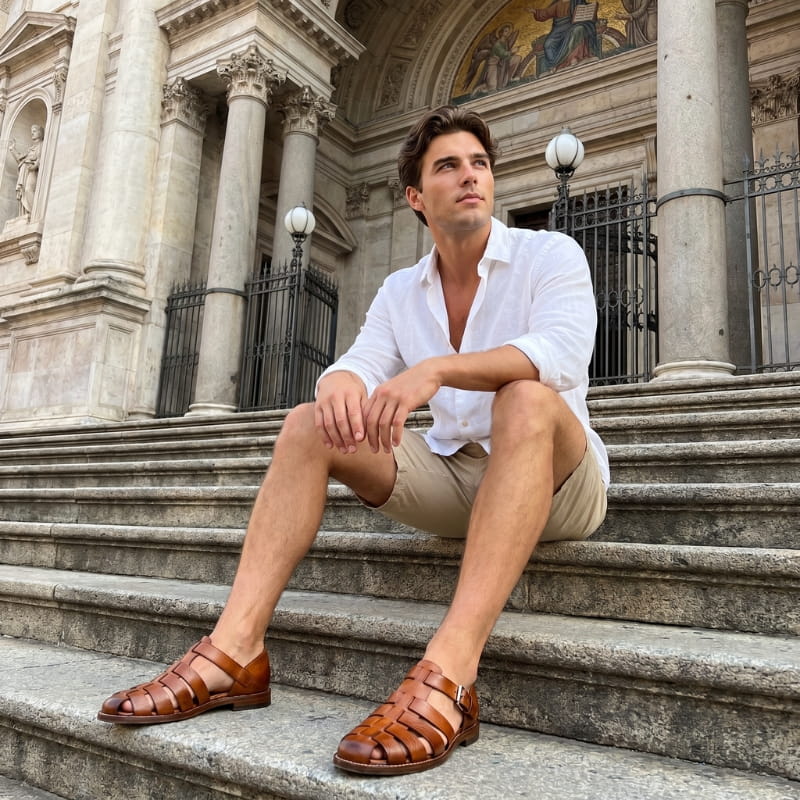 Marco Leather Fisherman Sandals – Closed-Toe Breathable Buckled Summer Footwear