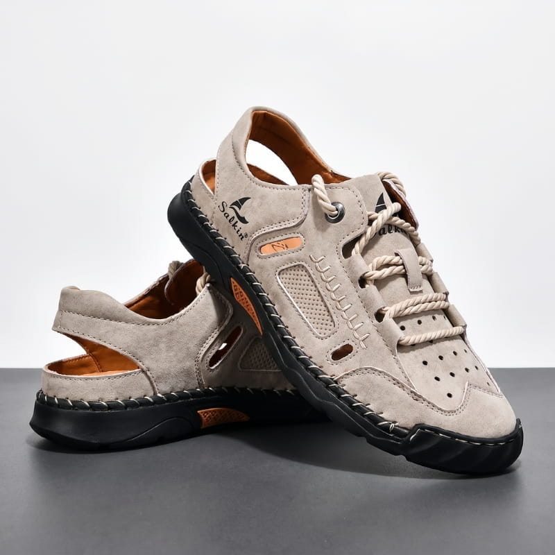 Vittorio Nubuck Leather Fisherman Sandals – Perforated Cushioned Lightweight Footwear