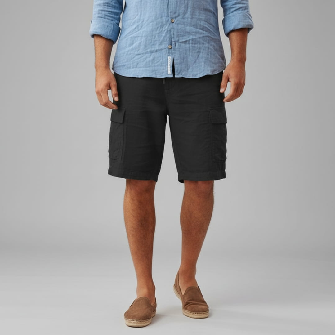 Adrian Cotton Linen Cargo Shorts – Relaxed Fit Breathable Summer Shorts