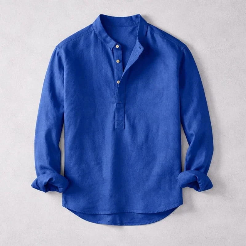 Wesley Linen Henley Shirt – Tailored Breathable Relaxed Everyday Apparel