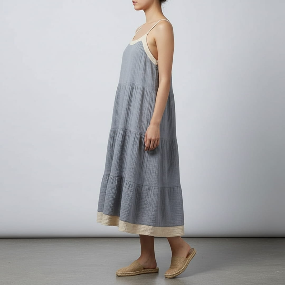 Isolde Pure Cotton Patchwork Sundress – Lightweight Casual Summer Dress