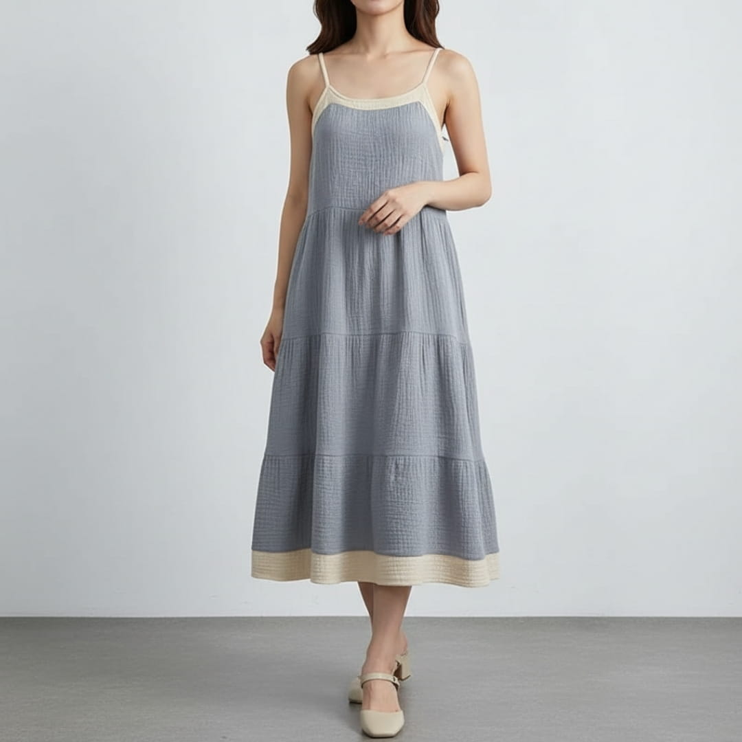 Isolde Pure Cotton Patchwork Sundress – Lightweight Casual Summer Dress