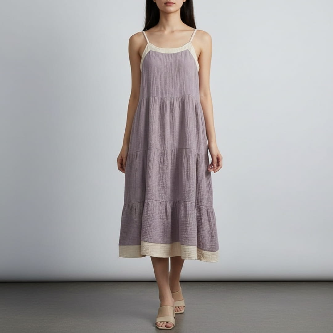 Isolde Pure Cotton Patchwork Sundress – Lightweight Casual Summer Dress