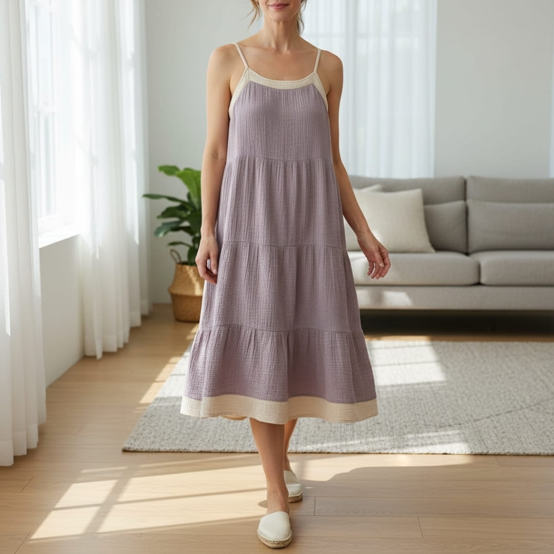 Isolde Pure Cotton Patchwork Sundress – Lightweight Casual Summer Dress
