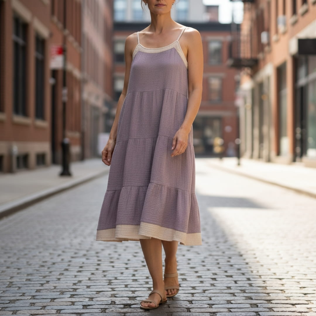 Isolde Pure Cotton Patchwork Sundress – Lightweight Casual Summer Dress