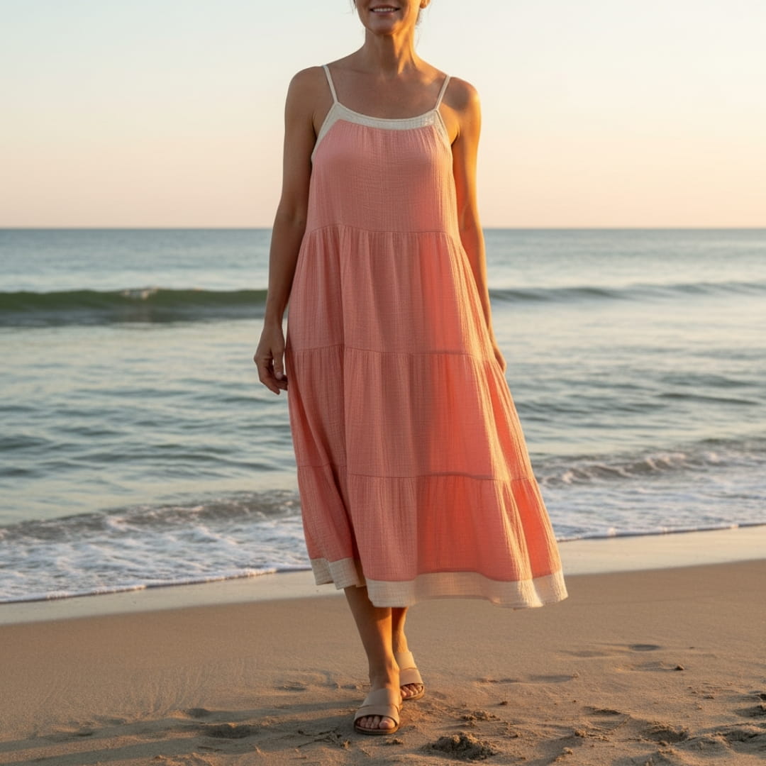 Isolde Pure Cotton Patchwork Sundress – Lightweight Casual Summer Dress