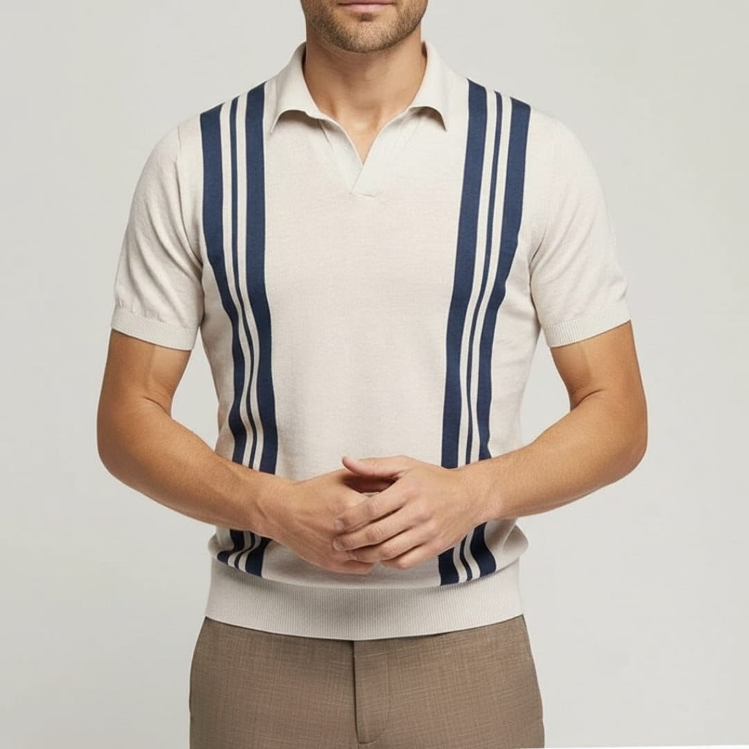 Sebastian Men’s Striped Polo Shirt – Soft Cotton Short Sleeve