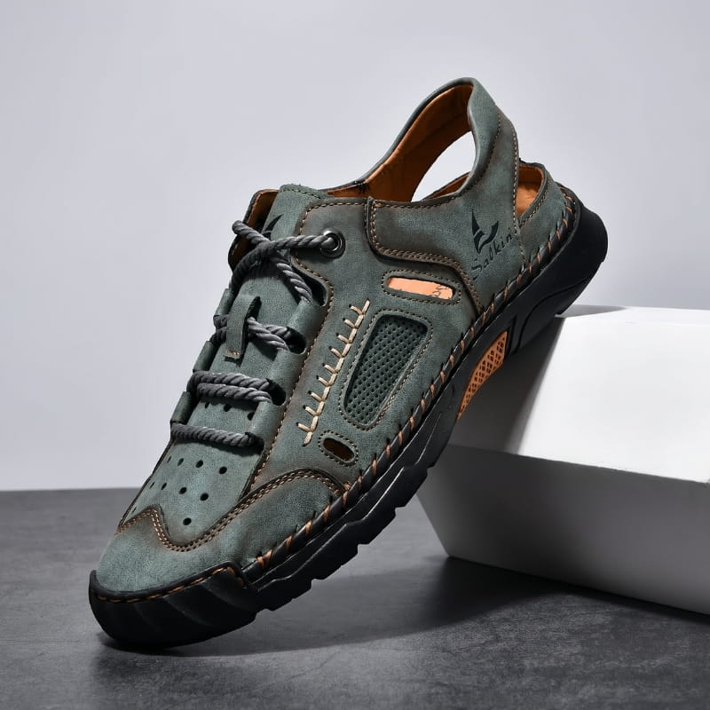 Vittorio Nubuck Leather Fisherman Sandals – Perforated Cushioned Lightweight Footwear