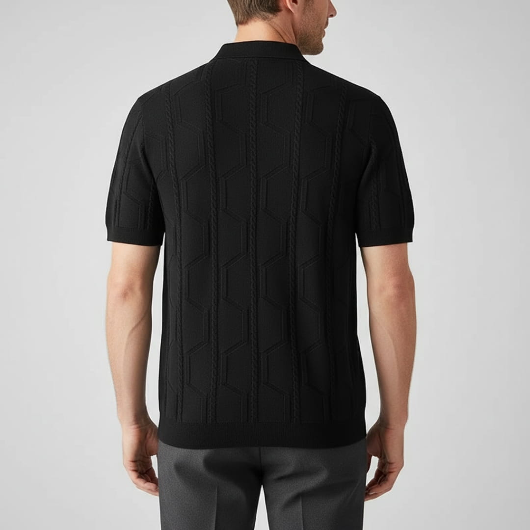 Marco Men’s Jacquard Polo Shirt – Viscose Cotton Blend with Relaxed Fit