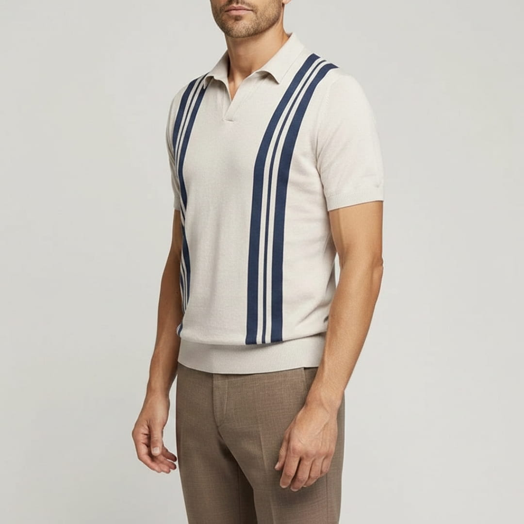 Sebastian Men’s Striped Polo Shirt – Soft Cotton Short Sleeve