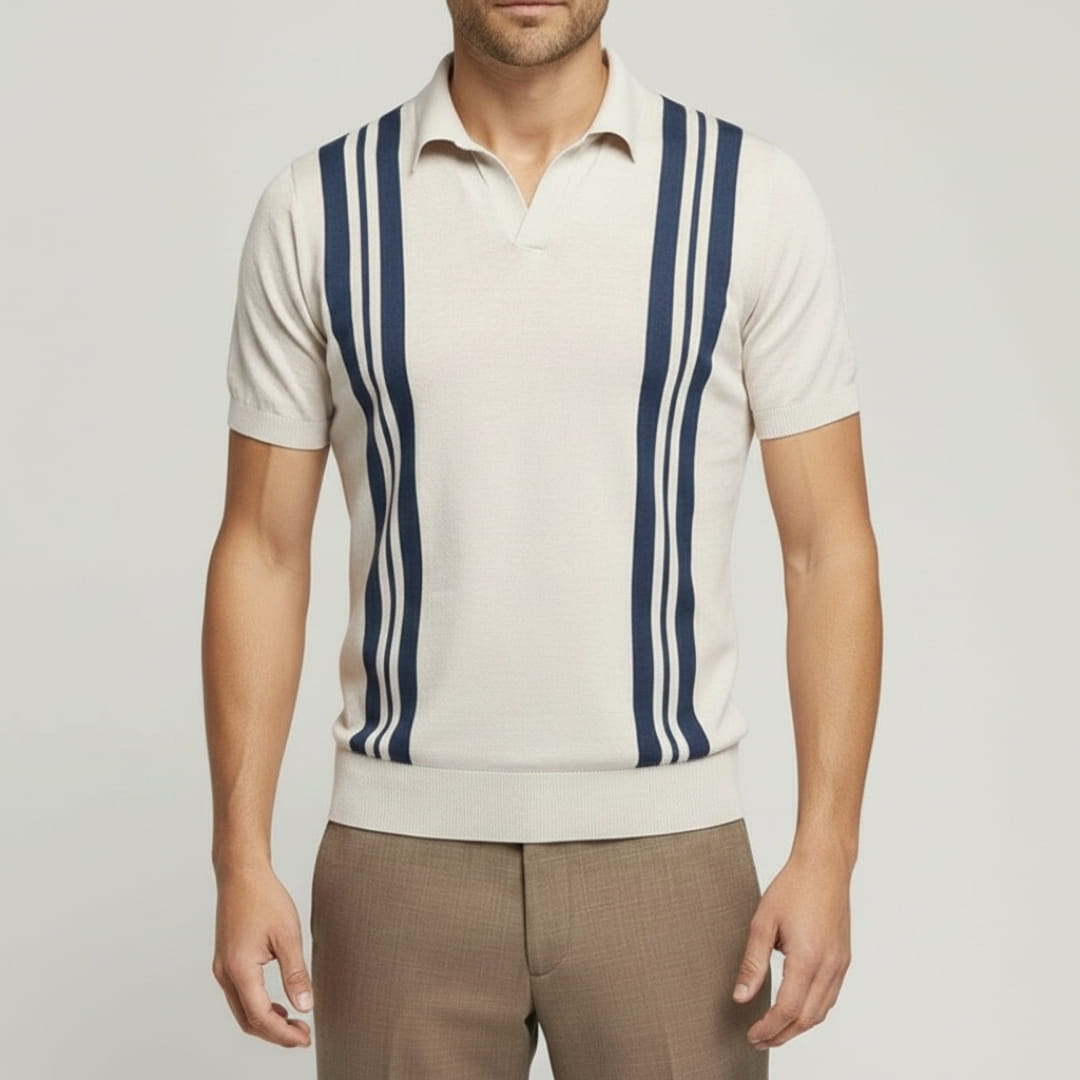 Sebastian Men’s Striped Polo Shirt – Soft Cotton Short Sleeve
