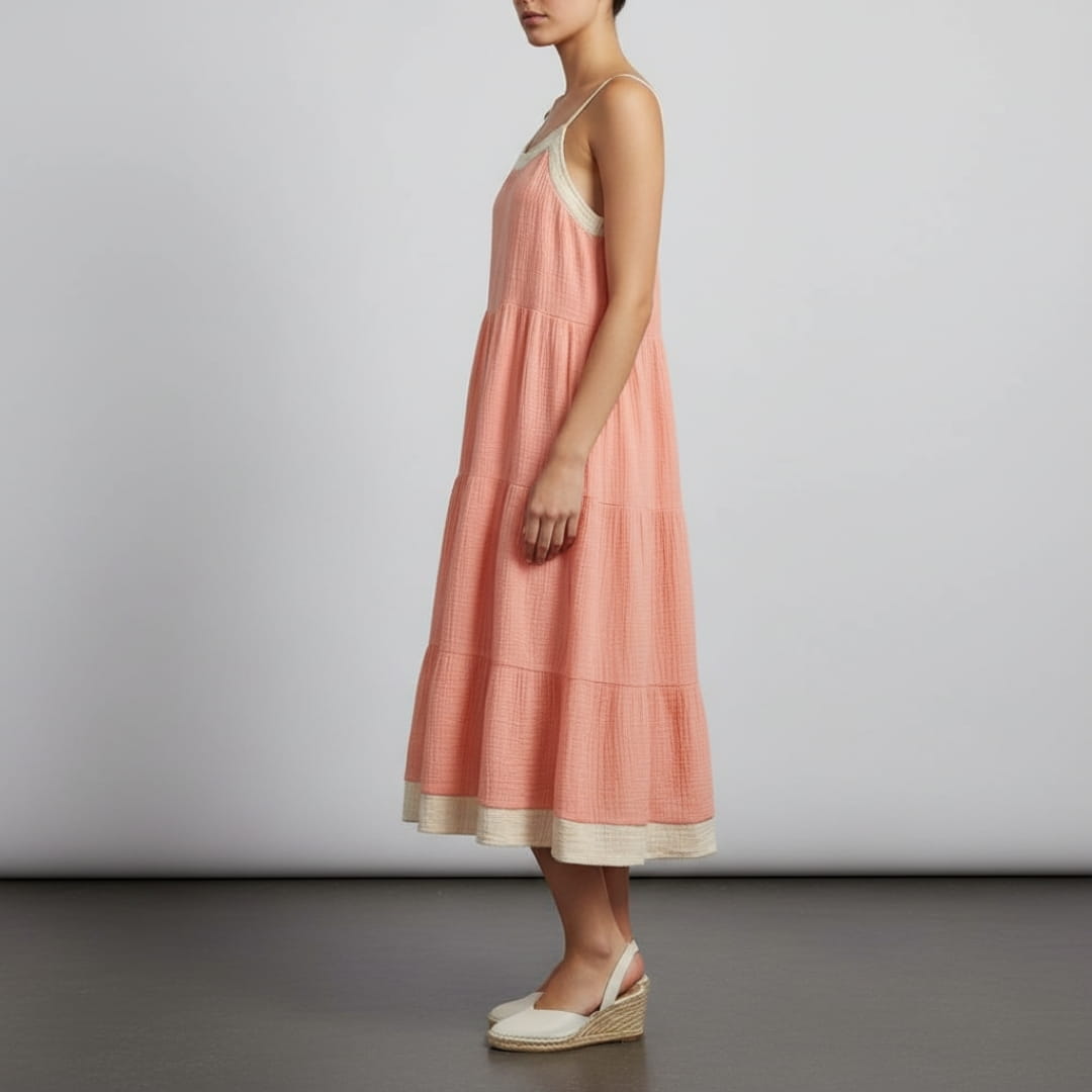 Isolde Pure Cotton Patchwork Sundress – Lightweight Casual Summer Dress