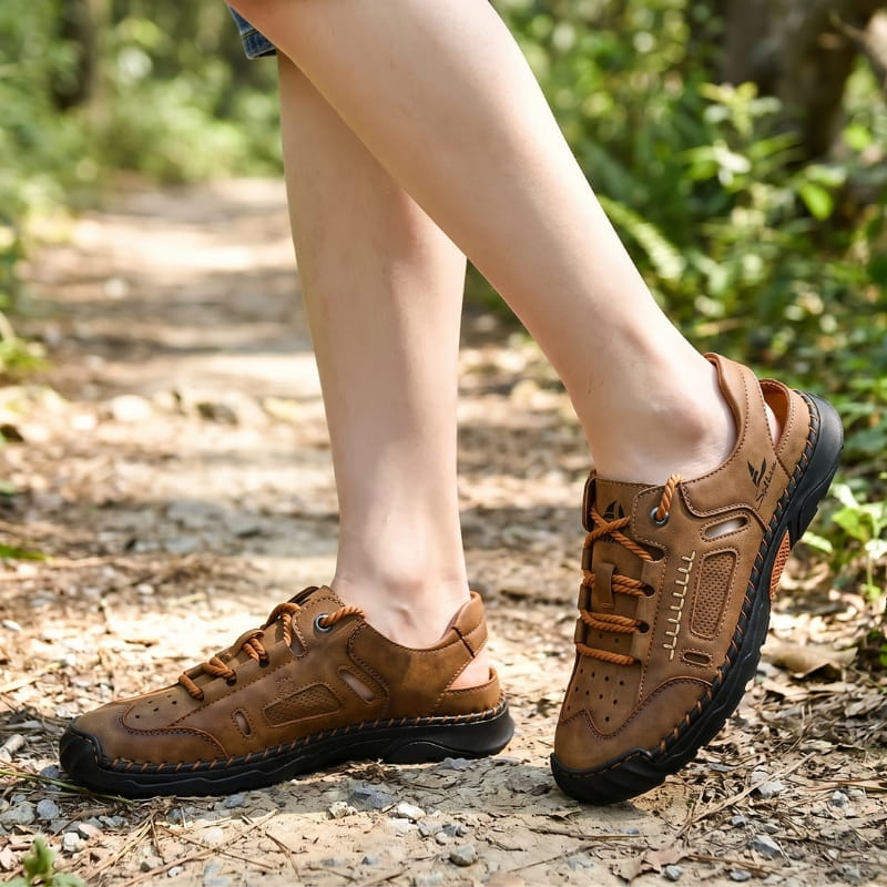 Vittorio Nubuck Leather Fisherman Sandals – Perforated Cushioned Lightweight Footwear