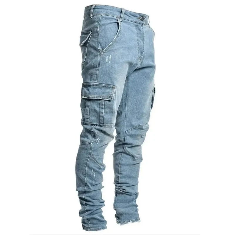 Matteo Stretch Cargo Jeans – Slim Tapered Utility Streetwear Denim Trousers