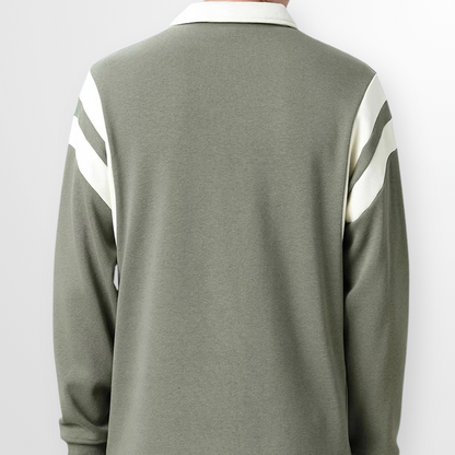 Winston Men’s Quarter Zip Sweater – Cotton Polo Knit with Contrast Collar