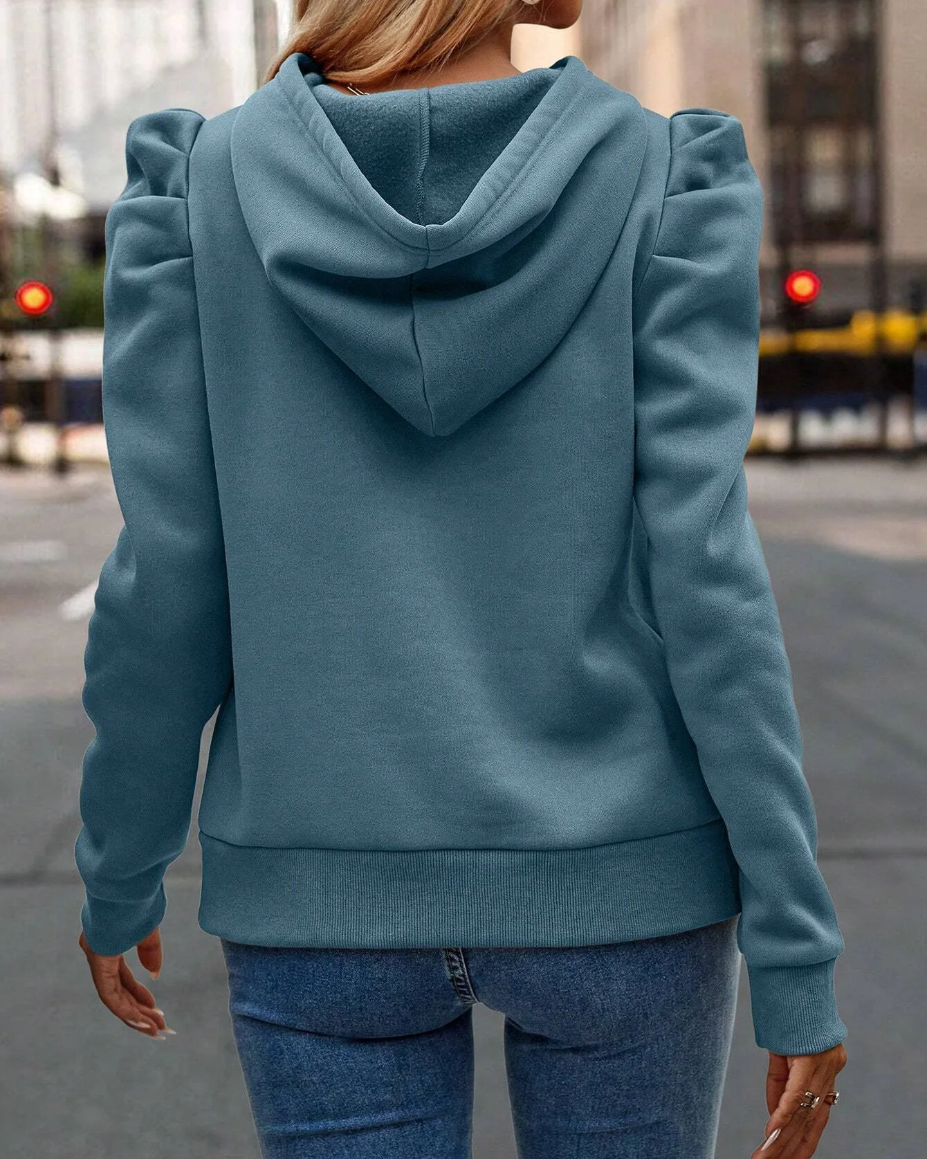 Maya Women’s Hooded Jacket – Ultra-Soft Ruched Shoulder & Adjustable Drawstring