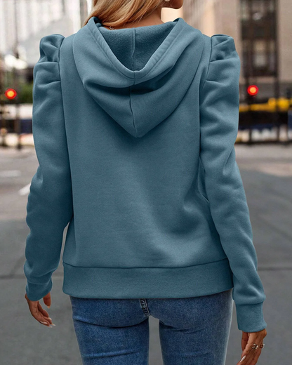 Maya Women’s Hooded Jacket – Ultra-Soft Ruched Shoulder & Adjustable Drawstring