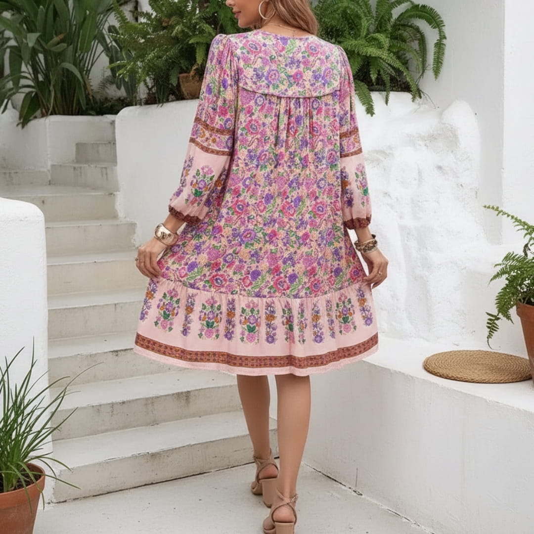 Aveline Boho Summer Dress – Flowy Cotton Blend Mini Dress