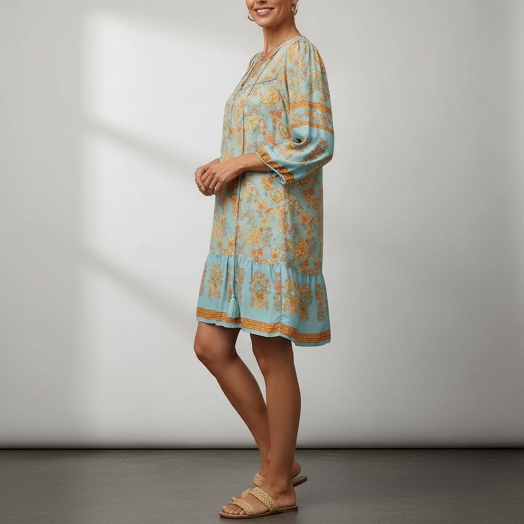 Aveline Boho Summer Dress – Flowy Cotton Blend Mini Dress