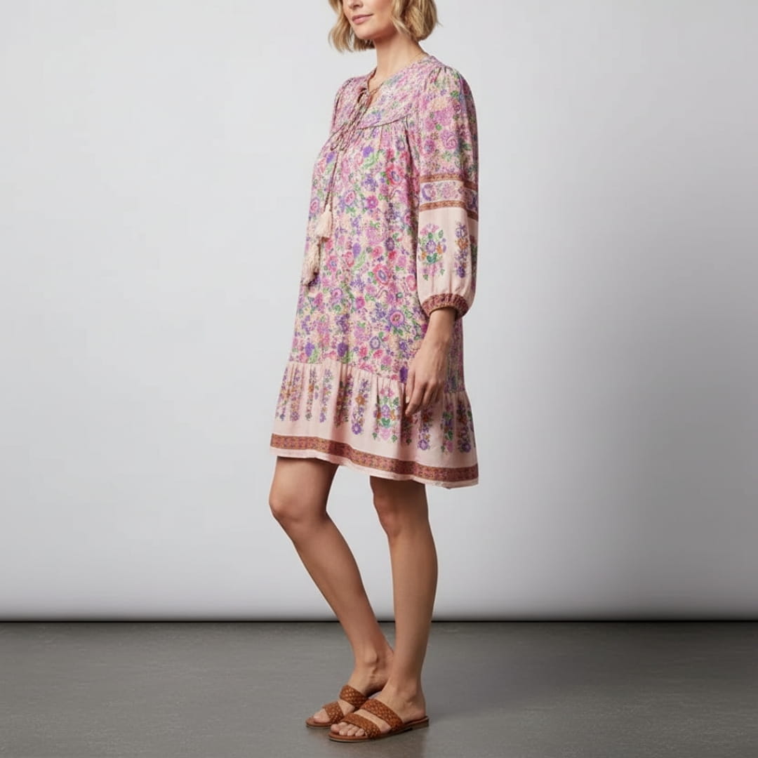 Aveline Boho Summer Dress – Flowy Cotton Blend Mini Dress